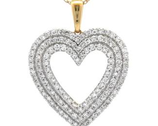 2 Carat Pavé Diamond Triple Heart Halo Pendant Necklace