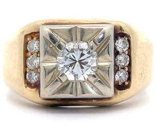 Men's 0.55 Carat Natural Diamond Miracle Square Top Ring in 14k Yellow Gold