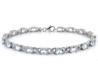 7.39 Carat Natural Aquamarine XOXO Hugs & Kisses Bracelet