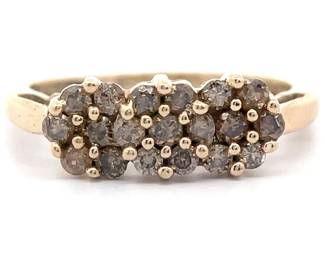 Natural Fancy Champagne Diamond Cluster Flower Bouquet Ring in Yellow Gold