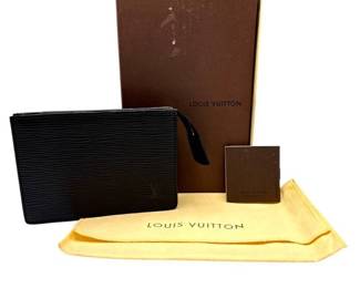 Louis Vuitton Black Epi Leather Pochette + Box