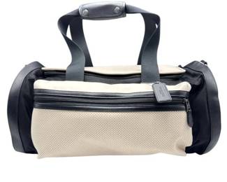 Coach White x Black Perforated Leather Gym Bag