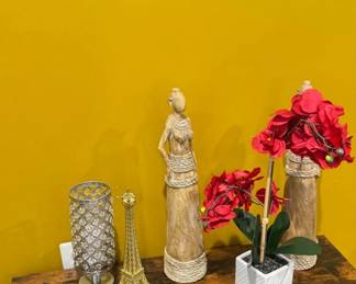 Decorative Eiffel Tower Souvenir and African Woman Figurine