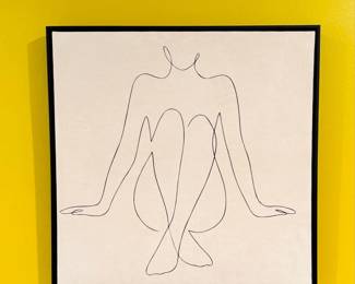 Abstract Nude Line Art Framed Canvas Print