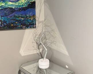 Mirrored Drawer Nightstand with Crystal Knobs