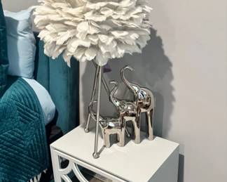 White Mirrored Drawer Nightstand with Decorative Front