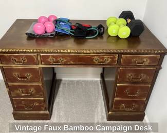 Vintage Faux Bamboo Campaign Desk