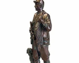 Bronze Figurine of a Hunter with Dog and Game by Auguste Moreau
