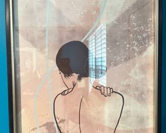 Framed Abstract Line Art Print of a Womans Back