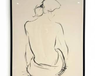 Figurative Charcoal Sketch of a Seated Woman