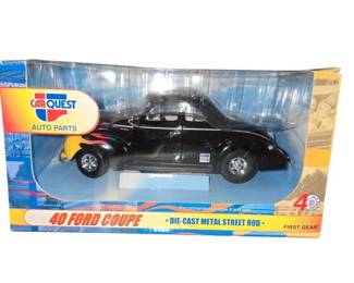 1 24 Car Quest Auto Parts 1940 Ford Coupe 70 0168 Black with Flames