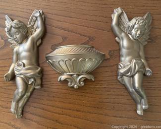 Vintage 1968 Miller Studio Inc Cherubs and 1978 Wall Pocket