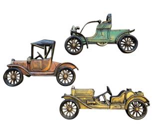 Vintage Midwest Products Co Cast Metal Wall Plaques Featuring Antique Car Models