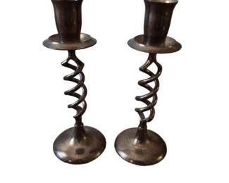 Pair of Barley Twist Brass Candlesticks