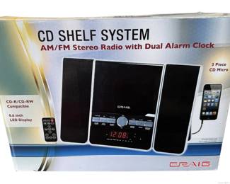 Craig CD Shelf System AM FM Stereo Radio with Dual Alarm Clock