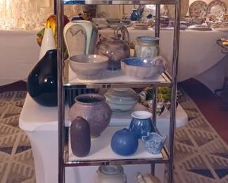 Shelves of Studio Art Pottery