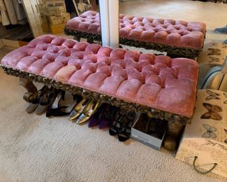 Hollywood Regency tufted bench
