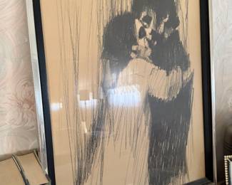Aldo Luongo Charcoal lithograph print