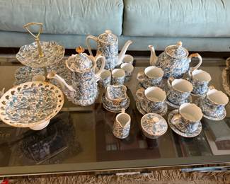 Lefton Blue Paisley tea set
