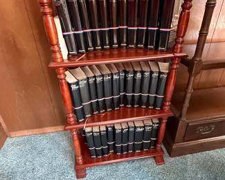 Bible stand; Library of America book collection