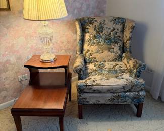 Vintage chair & step up end tables, 2