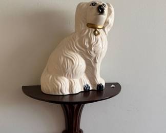 Staffordshire Spaniels (2, from Bombay) & shelves Bombay