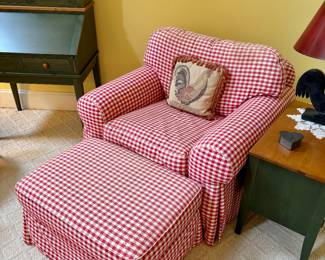 Gingham red and white chair