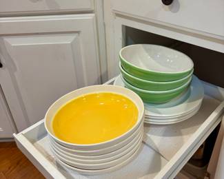 Kitchen Cabinets and Drawers full of every cooking, baking and glassware dishware 