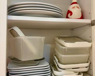 Kitchen Cabinets and Drawers full of every cooking, baking and glassware dishware 