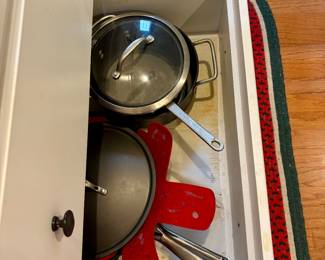 Kitchen Cabinets and Drawers full of every cooking, baking and glassware dishware 