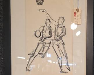 Ink drawing of basketball players(2).