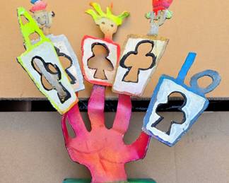 Whimsical metal sculpture.