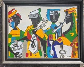 Picassoesque painting signed "COW".