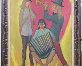 Saint Lou large mid century oil.