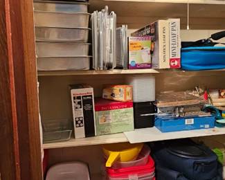 Kitchen items galore - cake pans, tamale steamers, crab boil pots, Pyrex portables, kitchen gadgets