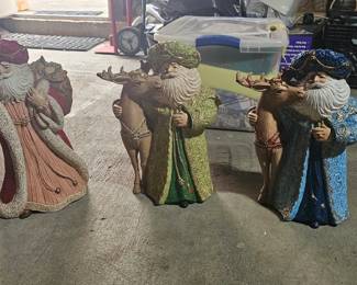 Unusual Christmas decor - ceramic Santas and a set of ceramic deer