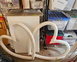 Random craft items - Two foot styrofoam hearts, new cloth diapers, ribbon by the container, teddy bear centerpieces, milk jars, wallpaper, sewing items