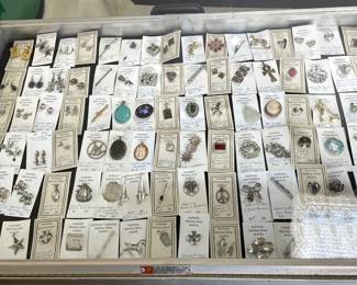 Estate Sale Jewelry Finds - Sterling Silver, gemstones, cabechons, chains, earrings, pendants