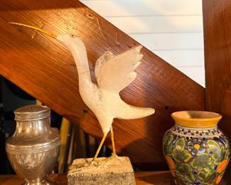 Hand-Carved Bird Sculpture