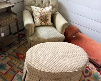 Upholstered Chair and Ottoman