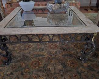 Square Marble top & Wrought Iron Coffee Table 