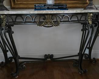 Marble top & Wrought Iron Console Table