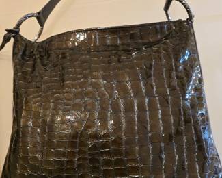 Brighton Bronze Patent Leather Croc Embossed Bag