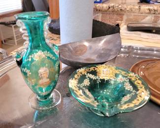 Italian hand blown and painted glass