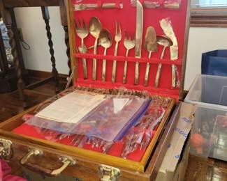 Asian brass flatware set