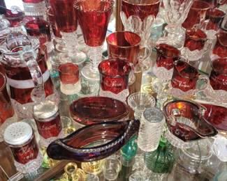 Antique ruby glass collectibles