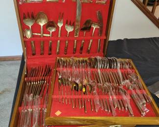 Asian brass flatware set