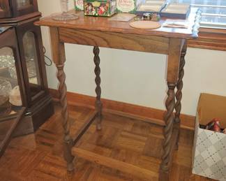 Oak barley twist side table