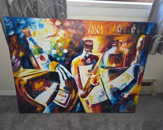 Leonid Afremov signed painting JAZZ BOTTLES