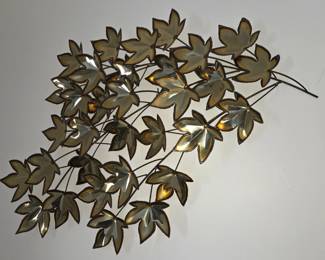 signed metal leaf sculpture wall hanging